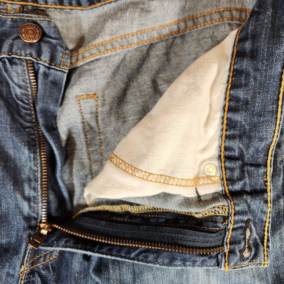 Levi's 505 Jeans Men's 34X30 Straight Leg Distressed Blue - Picture 6 of 16